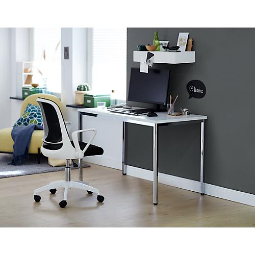 2-tlg. Büromöbel-Set, Home Office Tisch, weiß/chromsilber