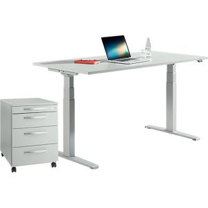 2-tlg. Büromöbelset Schäfer Shop Select LOGIN, lichtgrau, elektrisch höhenverstellbarer Schreibtisch, B 1600 mm + Rollcontainer, B 432 mm 2-tlg. Büromöbelset Schäfer Shop Select LOGIN, lichtgrau, elektrisch höhenverstellbarer Schreibtisch, B 1600 mm + Rollcontainer, B 432 mm