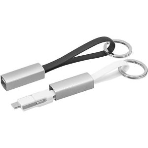 3-in-1 Schlüsselring mit USB-Kabel, Typ C, Android/iOS, Laden + Transfer, weiß 3-in-1 Schlüsselring mit USB-Kabel, Typ C, Android/iOS, Laden + Transfer, weiß