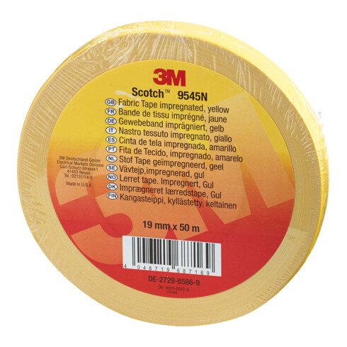 3M Deutschland Imprägniertes Gewebeband 19 mm x 50 m, gelb 9545N Y19
