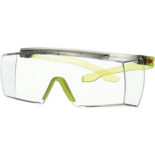 3M Schutzbrille SecureFit 3700, EN 166-1FT, Überbrille, grau/lindgrün, flache Bügel, weicher Nasensteg