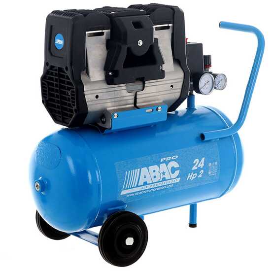 ABAC POLE POSITION OS20P - Schallgedämpfter, ölfreier, einphasiger elektrischer Luftkompressor - Motor 2 HP - 24 Liter