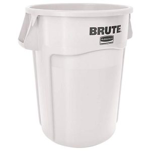 Abfallbehälter rubbermaid Brute, 166,5 l, rund, UV-Blocker, L 612 x B 717 x H 796 mm, Polyethylen, weiß