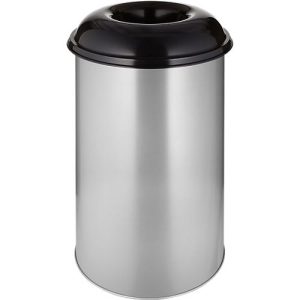 Abfallsammler 50 L selbstlöschend, Korpus alufarbig/Deckel schwarz Abfallsammler 50 L selbstlöschend, Korpus alufarbig/Deckel schwarz