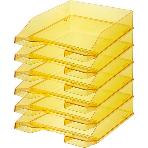 Ablagekorb HAN Klassik, für Format A4/C4, mit Beschriftungsfeld, stapelbar, B 255 x T 348 x H 65 mm, Kunststoff, gelb/transparent, 6 Stück