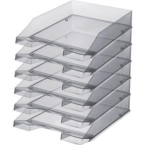 Ablagekorb HAN Klassik, für Format A4/C4, mit Beschriftungsfeld, stapelbar, B 255 x T 348 x H 65 mm, Kunststoff, grau/transparent, 6 Stück Ablagekorb HAN Klassik, für Format A4/C4, mit Beschriftungsfeld, stapelbar, B 255 x T 348 x H 65 mm, Kunststoff, grau/transparent, 6 Stück