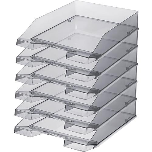 Ablagekorb HAN Klassik, für Format A4/C4, mit Beschriftungsfeld, stapelbar, B 255 x T 348 x H 65 mm, Kunststoff, grau/transparent, 6 Stück