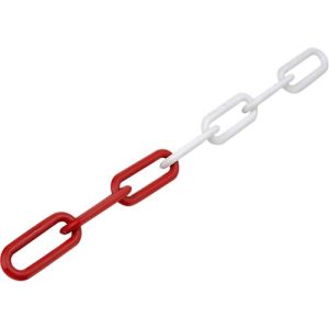 Absperrkette aus Stahl, rot/weiß, 10 m, Ø 8 mm Absperrkette aus Stahl, rot/weiß, 10 m, Ø 8 mm