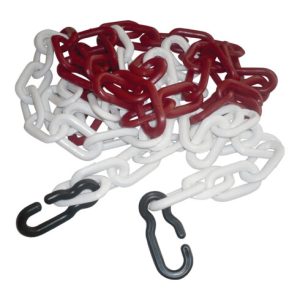 Absperrkette PP rot/weiß 9mm L.3m m.2 Universalhaken Absperrkette PP rot/weiß 9mm L.3m m.2 Universalhaken