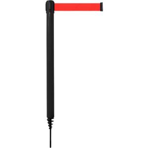 Absperrpfosten GLA 24, L 350 x B 350 x H 1250 mm, mit Erdspieß, Gurtauszug 4 m, schwarz Absperrpfosten GLA 24, L 350 x B 350 x H 1250 mm, mit Erdspieß, Gurtauszug 4 m, schwarz