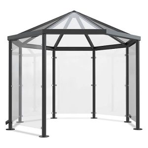 Achteck-Raucherpavillon Modell Paris (o. Seitenwände), anthrazitgrau RAL 7016 Achteck-Raucherpavillon Modell Paris (o. Seitenwände), anthrazitgrau RAL 7016