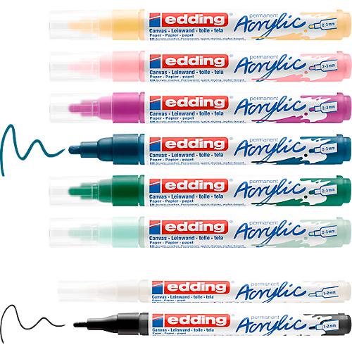 Acrylmarker edding, 8er Set, geeignet für viele Oberflächen, Rundspitze, diverse Farben