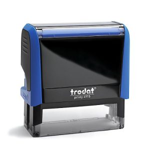 Adress-Stempel trodat® Printy 4915, Gehäusefarbe blau & Stempelabdruckfarbe schwarz Adress-Stempel trodat® Printy 4915, Gehäusefarbe blau & Stempelabdruckfarbe schwarz