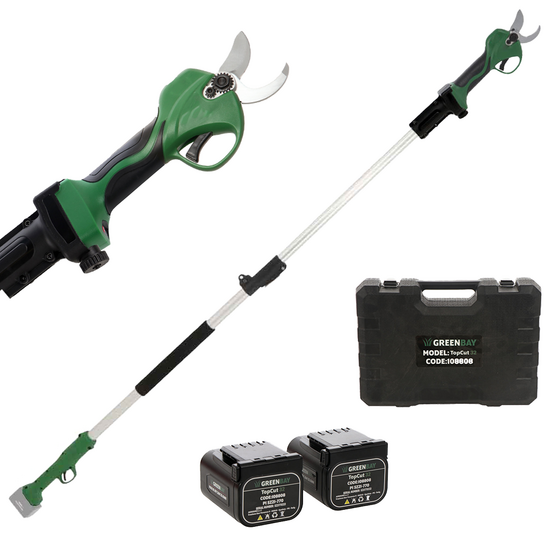 Akku-Baumschere mit Verlängerungsschaft GreenBay TopCut 32 - 2x 16.8V - 2Ah - 150/210 cm