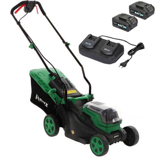 Akku-Rasenmäher zum Schieben RIBIMEX PRBAT20-TON33 - 2x20V 4Ah Akku - 34 cm Schnittbreite