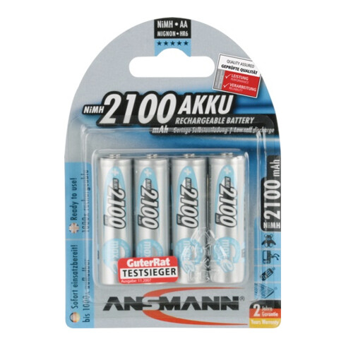 Akkuzelle 2100 mAh 1,2V Monozellen NiMH ANSMANN./Blister