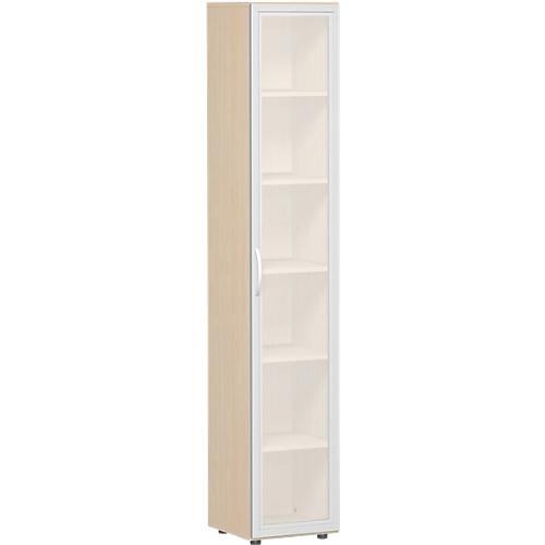 Aktenschrank ALICANTE, 6 Ordnerhöhen, 5 Böden, Glastür links, B 400 x T 400 x H 2160 mm,