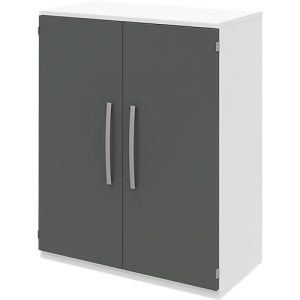 Aktenschrank BARI, 3 Ordnerhöhen, 2 Böden, B 819 x T 430 x H 1117 mm, weiß/anthrazit Aktenschrank BARI, 3 Ordnerhöhen, 2 Böden, B 819 x T 430 x H 1117 mm, weiß/anthrazit