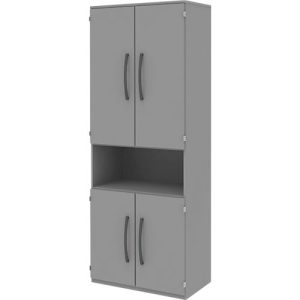 Aktenschrank BARI, 6 OH, 3 Böden, 1 offenes Fach, B 819 x T 430 x H 2174 mm, mittelgrau/mittelgrau Aktenschrank BARI, 6 OH, 3 Böden, 1 offenes Fach, B 819 x T 430 x H 2174 mm, mittelgrau/mittelgrau