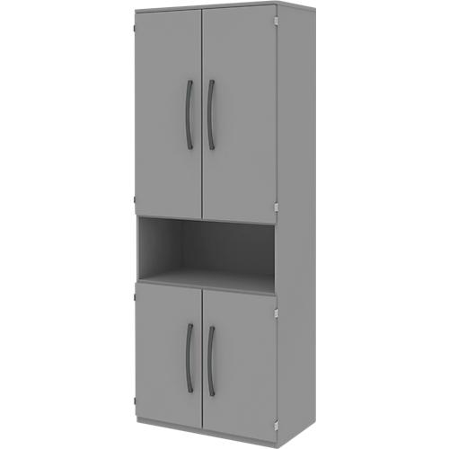 Aktenschrank BARI, 6 OH, 3 Böden, 1 offenes Fach, B 819 x T 430 x H 2174 mm, mittelgrau/mittelgrau