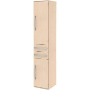 Aktenschrank BARI, 6 OH, 3 Böden, 2 Schübe, Türanschlag rechts, B 427 x T 430 x H 2174 mm, Ahorn/Ahorn/Alu Aktenschrank BARI, 6 OH, 3 Böden, 2 Schübe, Türanschlag rechts, B 427 x T 430 x H 2174 mm, Ahorn/Ahorn/Alu