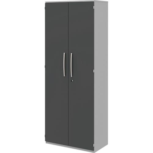Aktenschrank BARI, 6 OH, 5 Böden, Schloss, B 819 x T 430 x H 2174 mm, hellgrau/anthrazit