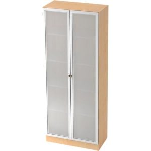 Aktenschrank mit Glastüren ULM, 5 OH, B 800 x T 420 x H 2004 mm, Ahorn-Dekor Aktenschrank mit Glastüren ULM, 5 OH, B 800 x T 420 x H 2004 mm, Ahorn-Dekor