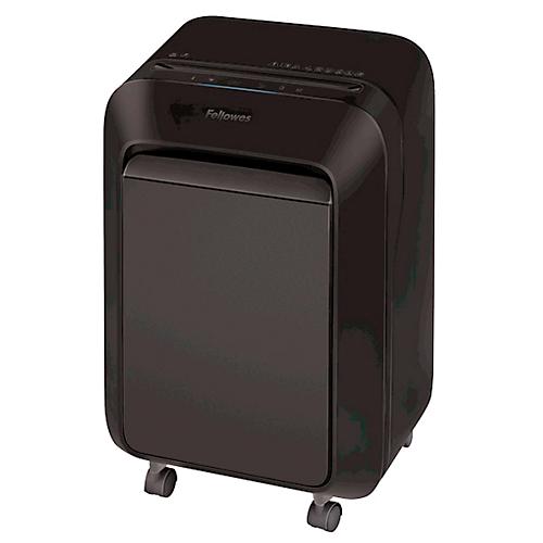 Aktenvernichter Fellowes® Powershred LX 210, Partikelschnitt 4 x 12 mm, P-4, 23 l, 16 Blatt Schnittleistung, mit Rollen, schwarz