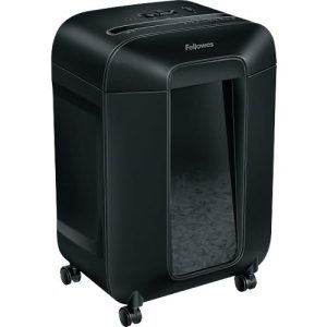 Aktenvernichter Fellowes® Powershred LX 85, Partikelschnitt 4 x 40 mm, P-4, 19 l, 12 Blatt Schnittleistung, mit Rollen, schwarz Aktenvernichter Fellowes® Powershred LX 85, Partikelschnitt 4 x 40 mm, P-4, 19 l, 12 Blatt Schnittleistung, mit Rollen, schwarz