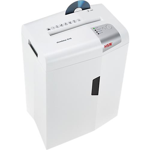 Aktenvernichter HSM shredstar X10, Sicherheitsstufe 4, Partikelschnitt 4,5 x 30 mm, 10 Blatt, weiß-silber