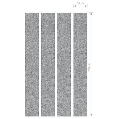 Akustik-Wandelemente, 4 Stück, Schallabsorberklasse C, Befestigung mit Magnetstreifen, B 250 x H 2000 mm, Vlies, grau-meliert