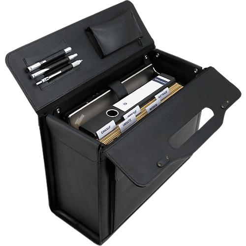 Alassio Pilotenkoffer, mit Tragegriff, mit Laptopfach, Rindleder, schwarz