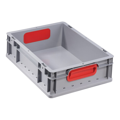 Allit Transportstapelbehälter L400xB300xH120mm grau PP geschlossener Griff rot