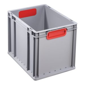 Allit Transportstapelbehälter L400xB300xH320mm grau PP geschlossener Griff rot Allit Transportstapelbehälter L400xB300xH320mm grau PP geschlossener Griff rot