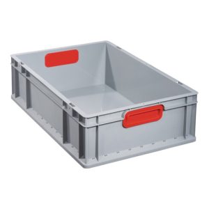 Allit Transportstapelbehälter L600xB400xH170mm grau PP geschlossener Griff rot Allit Transportstapelbehälter L600xB400xH170mm grau PP geschlossener Griff rot
