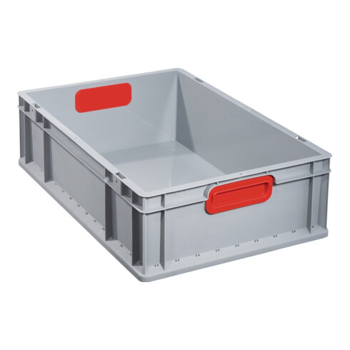 Allit Transportstapelbehälter L600xB400xH170mm grau PP geschlossener Griff rot