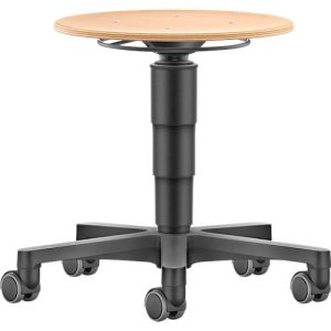 Allround Hocker Bimos, höhenverstellbar, Doppelrollen, Buche Schichtholz