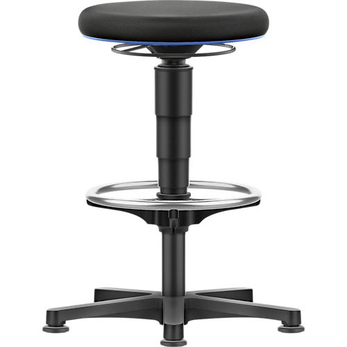 Allround Hocker Bimos, sitzhöhenverstellbar 560-810 mm, mit Gleiter & Fußring, Stoffbezug, atmungsaktiv, Farbring blau