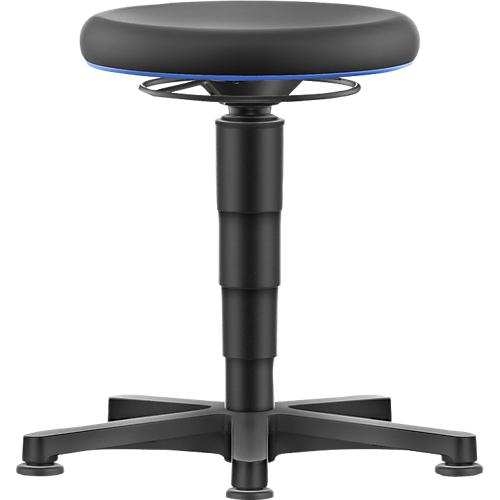 Allround Hocker Bimos, sitzhöhenverstellbar 560-810 mm, mit Gleiter, PU-Schaumbezug, abwaschbar, extrem robust, Farbring blau