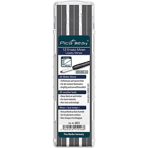 Allwetter Ersatzminen Pica BIG Dry ANILINE 2.0, Graphit, 5 mm, mit Etui, 12 Stück