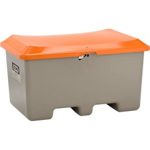 Allzweckbox Cemo, Glasfaserverstärkter Kunststoff (GFK), grau, B 890 x T 600 x H 690 mm, 200 l hoch, mit Staplertaschen Allzweckbox Cemo, Glasfaserverstärkter Kunststoff (GFK), grau, B 890 x T 600 x H 690 mm, 200 l hoch, mit Staplertaschen