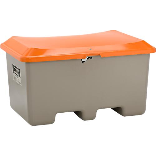 Allzweckbox Cemo, Glasfaserverstärkter Kunststoff (GFK), grau, B 890 x T 600 x H 690 mm, 200 l hoch, mit Staplertaschen