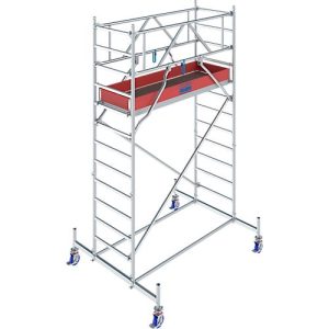 Alu-Fahrgerüst KRAUSE Serie 10, 200 kg/m², TÜV-geprüft, höhenverstellbare Rollen, L 2000 x B 750 x H 4400 mm Alu-Fahrgerüst KRAUSE Serie 10, 200 kg/m², TÜV-geprüft, höhenverstellbare Rollen, L 2000 x B 750 x H 4400 mm