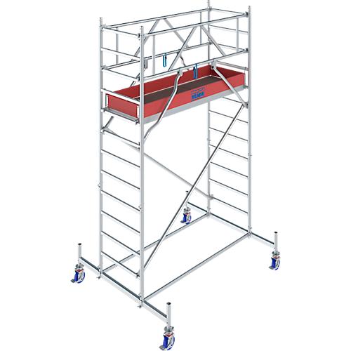 Alu-Fahrgerüst KRAUSE Serie 10, 200 kg/m², TÜV-geprüft, höhenverstellbare Rollen, L 2000 x B 750 x H 4400 mm