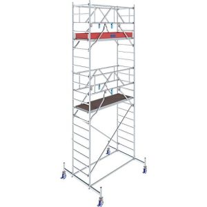 Alu-Fahrgerüst KRAUSE Serie 10, 200 kg/m², TÜV-geprüft, höhenverstellbare Rollen, L 2000 x B 750 x H 6400 mm Alu-Fahrgerüst KRAUSE Serie 10, 200 kg/m², TÜV-geprüft, höhenverstellbare Rollen, L 2000 x B 750 x H 6400 mm