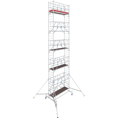 Alu-Fahrgerüst KRAUSE Serie 10, 200 kg/m², TÜV-geprüft, höhenverstellbare Rollen, L 2500 x B 750 x H 11400 mm