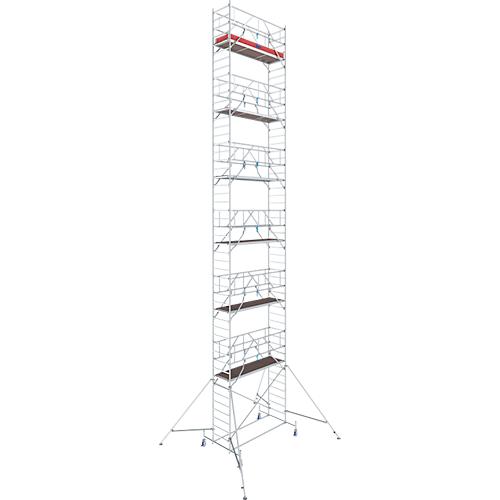 Alu-Fahrgerüst KRAUSE Serie 10, 200 kg/m², TÜV-geprüft, höhenverstellbare Rollen, L 2500 x B 750 x H 14400 mm