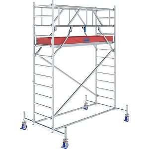 Alu-Fahrgerüst KRAUSE Serie 10, 200 kg/m², TÜV-geprüft, höhenverstellbare Rollen, L 2500 x B 750 x H 4400 mm Alu-Fahrgerüst KRAUSE Serie 10, 200 kg/m², TÜV-geprüft, höhenverstellbare Rollen, L 2500 x B 750 x H 4400 mm