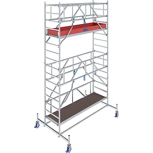 Alu-Fahrgerüst KRAUSE Serie 10, 200 kg/m², TÜV-geprüft, höhenverstellbare Rollen, L 2500 x B 750 x H 5400 mm