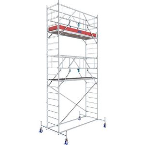 Alu-Fahrgerüst KRAUSE Serie 10, 200 kg/m², TÜV-geprüft, höhenverstellbare Rollen, L 2500 x B 750 x H 6400 mm Alu-Fahrgerüst KRAUSE Serie 10, 200 kg/m², TÜV-geprüft, höhenverstellbare Rollen, L 2500 x B 750 x H 6400 mm